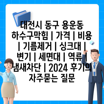 대전시 동구 용운동 하수구막힘 | 가격 | 비용 | 기름제거 | 싱크대 | 변기 | 세면대 | 역류 | 냄새차단 | 2024 후기