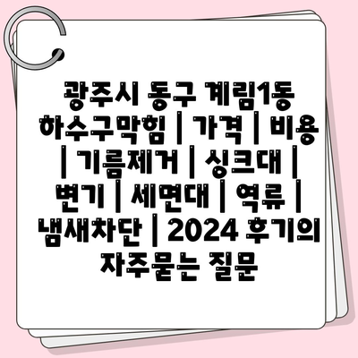 광주시 동구 계림1동 하수구막힘 | 가격 | 비용 | 기름제거 | 싱크대 | 변기 | 세면대 | 역류 | 냄새차단 | 2024 후기