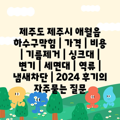 제주도 제주시 애월읍 하수구막힘 | 가격 | 비용 | 기름제거 | 싱크대 | 변기 | 세면대 | 역류 | 냄새차단 | 2024 후기