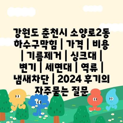 강원도 춘천시 소양로2동 하수구막힘 | 가격 | 비용 | 기름제거 | 싱크대 | 변기 | 세면대 | 역류 | 냄새차단 | 2024 후기