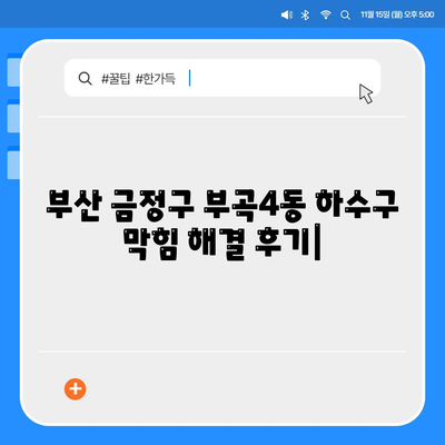 부산시 금정구 부곡4동 하수구막힘 | 가격 | 비용 | 기름제거 | 싱크대 | 변기 | 세면대 | 역류 | 냄새차단 | 2024 후기