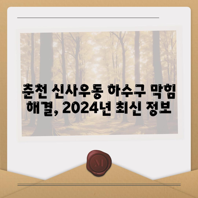 강원도 춘천시 신사우동 하수구막힘 | 가격 | 비용 | 기름제거 | 싱크대 | 변기 | 세면대 | 역류 | 냄새차단 | 2024 후기