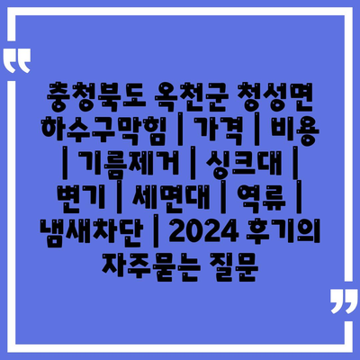 충청북도 옥천군 청성면 하수구막힘 | 가격 | 비용 | 기름제거 | 싱크대 | 변기 | 세면대 | 역류 | 냄새차단 | 2024 후기