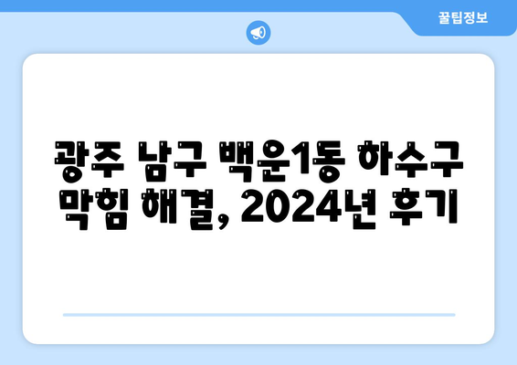 광주시 남구 백운1동 하수구막힘 | 가격 | 비용 | 기름제거 | 싱크대 | 변기 | 세면대 | 역류 | 냄새차단 | 2024 후기