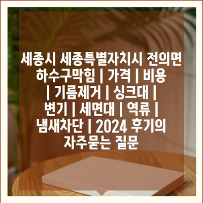 세종시 세종특별자치시 전의면 하수구막힘 | 가격 | 비용 | 기름제거 | 싱크대 | 변기 | 세면대 | 역류 | 냄새차단 | 2024 후기