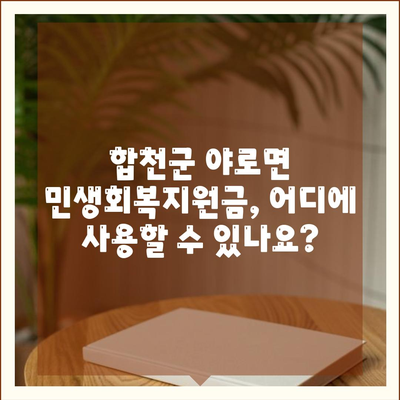 경상남도 합천군 야로면 민생회복지원금 | 신청 | 신청방법 | 대상 | 지급일 | 사용처 | 전국민 | 이재명 | 2024