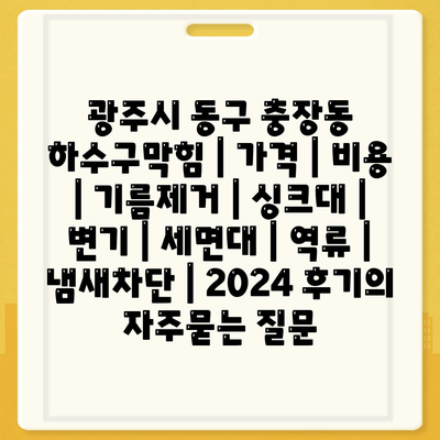 광주시 동구 충장동 하수구막힘 | 가격 | 비용 | 기름제거 | 싱크대 | 변기 | 세면대 | 역류 | 냄새차단 | 2024 후기