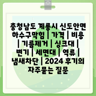 충청남도 계룡시 신도안면 하수구막힘 | 가격 | 비용 | 기름제거 | 싱크대 | 변기 | 세면대 | 역류 | 냄새차단 | 2024 후기