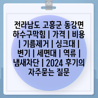 전라남도 고흥군 동강면 하수구막힘 | 가격 | 비용 | 기름제거 | 싱크대 | 변기 | 세면대 | 역류 | 냄새차단 | 2024 후기