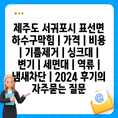 제주도 서귀포시 표선면 하수구막힘 | 가격 | 비용 | 기름제거 | 싱크대 | 변기 | 세면대 | 역류 | 냄새차단 | 2024 후기