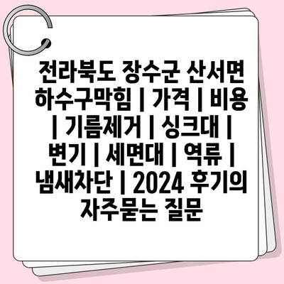 전라북도 장수군 산서면 하수구막힘 | 가격 | 비용 | 기름제거 | 싱크대 | 변기 | 세면대 | 역류 | 냄새차단 | 2024 후기