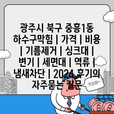 광주시 북구 중흥1동 하수구막힘 | 가격 | 비용 | 기름제거 | 싱크대 | 변기 | 세면대 | 역류 | 냄새차단 | 2024 후기