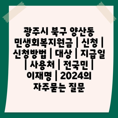 광주시 북구 양산동 민생회복지원금 | 신청 | 신청방법 | 대상 | 지급일 | 사용처 | 전국민 | 이재명 | 2024