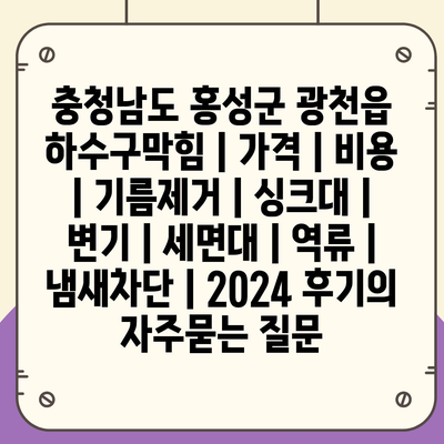 충청남도 홍성군 광천읍 하수구막힘 | 가격 | 비용 | 기름제거 | 싱크대 | 변기 | 세면대 | 역류 | 냄새차단 | 2024 후기