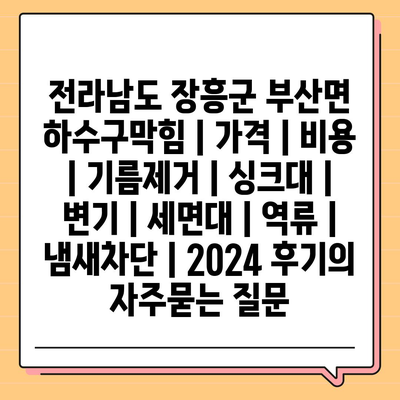 전라남도 장흥군 부산면 하수구막힘 | 가격 | 비용 | 기름제거 | 싱크대 | 변기 | 세면대 | 역류 | 냄새차단 | 2024 후기