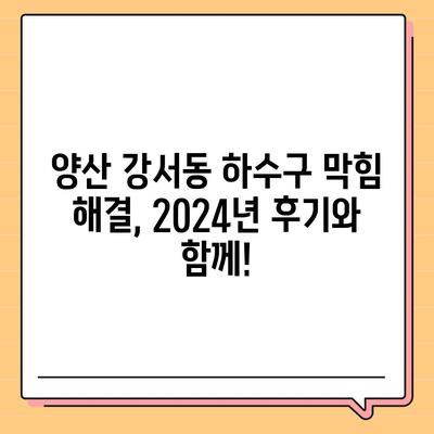 경상남도 양산시 강서동 하수구막힘 | 가격 | 비용 | 기름제거 | 싱크대 | 변기 | 세면대 | 역류 | 냄새차단 | 2024 후기