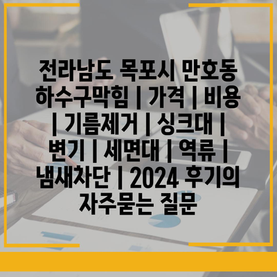 전라남도 목포시 만호동 하수구막힘 | 가격 | 비용 | 기름제거 | 싱크대 | 변기 | 세면대 | 역류 | 냄새차단 | 2024 후기