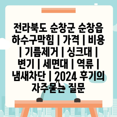 전라북도 순창군 순창읍 하수구막힘 | 가격 | 비용 | 기름제거 | 싱크대 | 변기 | 세면대 | 역류 | 냄새차단 | 2024 후기