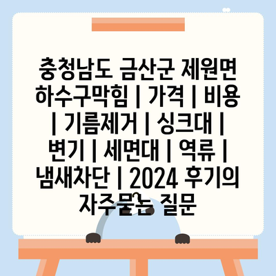 충청남도 금산군 제원면 하수구막힘 | 가격 | 비용 | 기름제거 | 싱크대 | 변기 | 세면대 | 역류 | 냄새차단 | 2024 후기