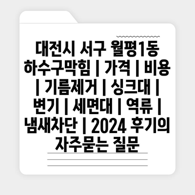 대전시 서구 월평1동 하수구막힘 | 가격 | 비용 | 기름제거 | 싱크대 | 변기 | 세면대 | 역류 | 냄새차단 | 2024 후기