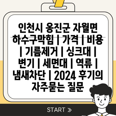 인천시 옹진군 자월면 하수구막힘 | 가격 | 비용 | 기름제거 | 싱크대 | 변기 | 세면대 | 역류 | 냄새차단 | 2024 후기