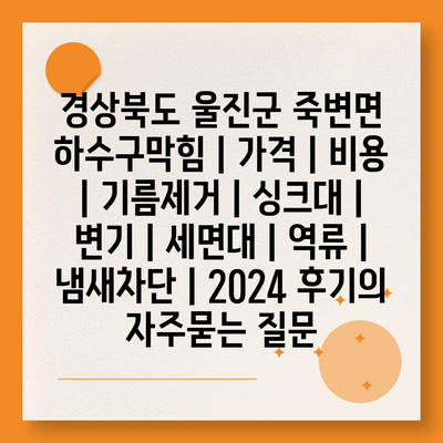 경상북도 울진군 죽변면 하수구막힘 | 가격 | 비용 | 기름제거 | 싱크대 | 변기 | 세면대 | 역류 | 냄새차단 | 2024 후기