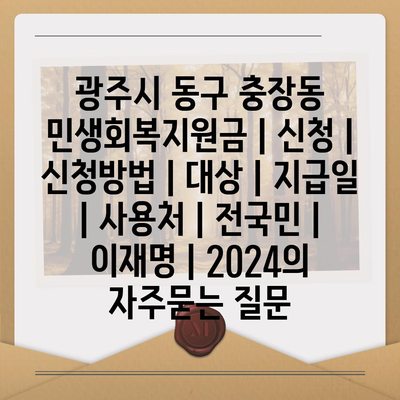 광주시 동구 충장동 민생회복지원금 | 신청 | 신청방법 | 대상 | 지급일 | 사용처 | 전국민 | 이재명 | 2024