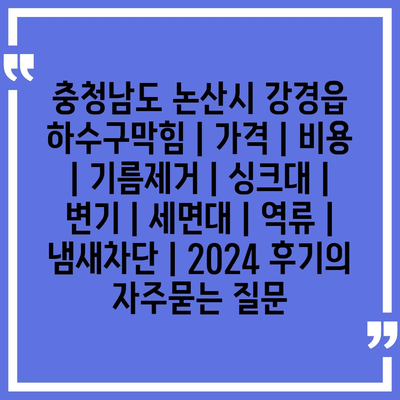 충청남도 논산시 강경읍 하수구막힘 | 가격 | 비용 | 기름제거 | 싱크대 | 변기 | 세면대 | 역류 | 냄새차단 | 2024 후기