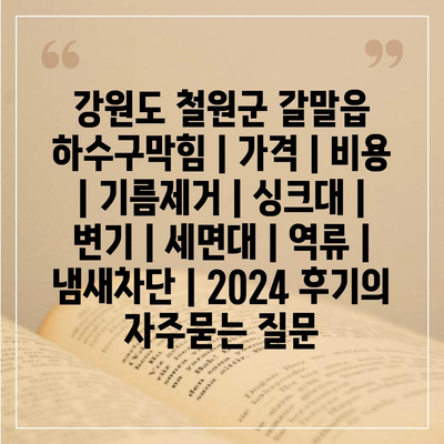 강원도 철원군 갈말읍 하수구막힘 | 가격 | 비용 | 기름제거 | 싱크대 | 변기 | 세면대 | 역류 | 냄새차단 | 2024 후기