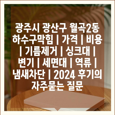 광주시 광산구 월곡2동 하수구막힘 | 가격 | 비용 | 기름제거 | 싱크대 | 변기 | 세면대 | 역류 | 냄새차단 | 2024 후기