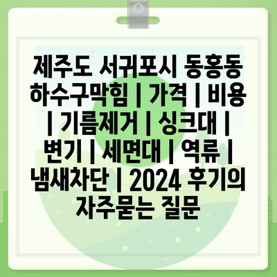 제주도 서귀포시 동홍동 하수구막힘 | 가격 | 비용 | 기름제거 | 싱크대 | 변기 | 세면대 | 역류 | 냄새차단 | 2024 후기