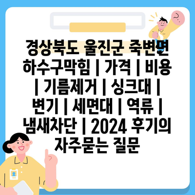 경상북도 울진군 죽변면 하수구막힘 | 가격 | 비용 | 기름제거 | 싱크대 | 변기 | 세면대 | 역류 | 냄새차단 | 2024 후기