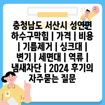 충청남도 서산시 성연면 하수구막힘 | 가격 | 비용 | 기름제거 | 싱크대 | 변기 | 세면대 | 역류 | 냄새차단 | 2024 후기