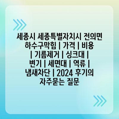 세종시 세종특별자치시 전의면 하수구막힘 | 가격 | 비용 | 기름제거 | 싱크대 | 변기 | 세면대 | 역류 | 냄새차단 | 2024 후기