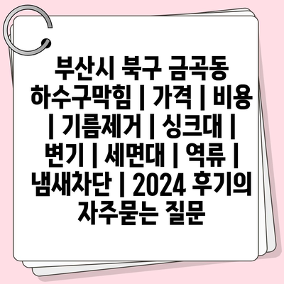 부산시 북구 금곡동 하수구막힘 | 가격 | 비용 | 기름제거 | 싱크대 | 변기 | 세면대 | 역류 | 냄새차단 | 2024 후기