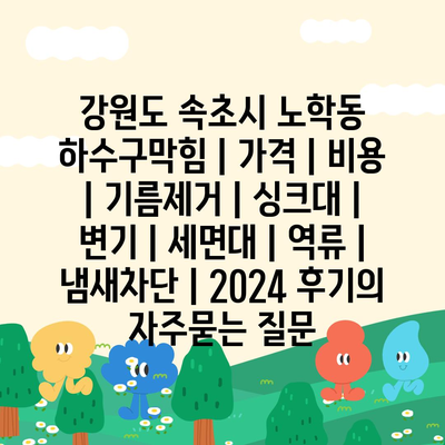 강원도 속초시 노학동 하수구막힘 | 가격 | 비용 | 기름제거 | 싱크대 | 변기 | 세면대 | 역류 | 냄새차단 | 2024 후기