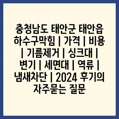 충청남도 태안군 태안읍 하수구막힘 | 가격 | 비용 | 기름제거 | 싱크대 | 변기 | 세면대 | 역류 | 냄새차단 | 2024 후기