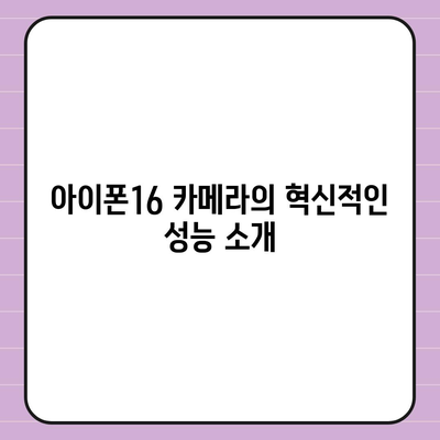 아이폰16 후면 카메라, 강력한 프로세서로 빠르고 반응성 있는 카메라 성능