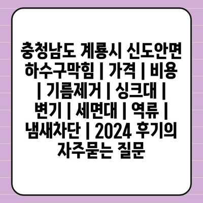 충청남도 계룡시 신도안면 하수구막힘 | 가격 | 비용 | 기름제거 | 싱크대 | 변기 | 세면대 | 역류 | 냄새차단 | 2024 후기