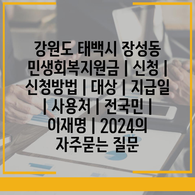 강원도 태백시 장성동 민생회복지원금 | 신청 | 신청방법 | 대상 | 지급일 | 사용처 | 전국민 | 이재명 | 2024