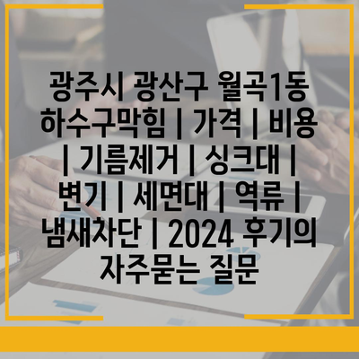 광주시 광산구 월곡1동 하수구막힘 | 가격 | 비용 | 기름제거 | 싱크대 | 변기 | 세면대 | 역류 | 냄새차단 | 2024 후기