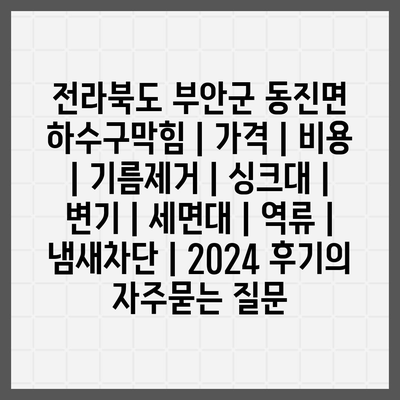 전라북도 부안군 동진면 하수구막힘 | 가격 | 비용 | 기름제거 | 싱크대 | 변기 | 세면대 | 역류 | 냄새차단 | 2024 후기