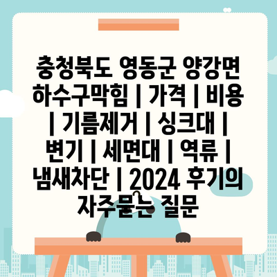 충청북도 영동군 양강면 하수구막힘 | 가격 | 비용 | 기름제거 | 싱크대 | 변기 | 세면대 | 역류 | 냄새차단 | 2024 후기