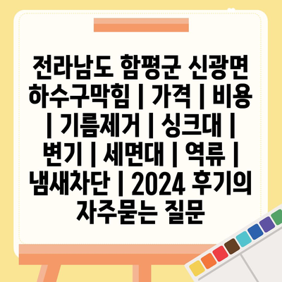 전라남도 함평군 신광면 하수구막힘 | 가격 | 비용 | 기름제거 | 싱크대 | 변기 | 세면대 | 역류 | 냄새차단 | 2024 후기