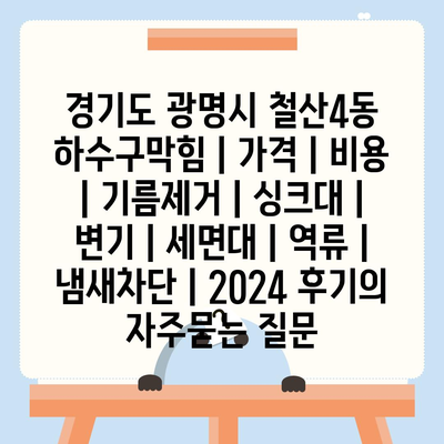 경기도 광명시 철산4동 하수구막힘 | 가격 | 비용 | 기름제거 | 싱크대 | 변기 | 세면대 | 역류 | 냄새차단 | 2024 후기