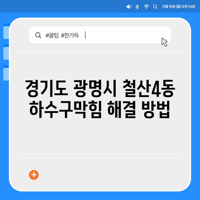 경기도 광명시 철산4동 하수구막힘 | 가격 | 비용 | 기름제거 | 싱크대 | 변기 | 세면대 | 역류 | 냄새차단 | 2024 후기