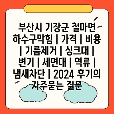 부산시 기장군 철마면 하수구막힘 | 가격 | 비용 | 기름제거 | 싱크대 | 변기 | 세면대 | 역류 | 냄새차단 | 2024 후기