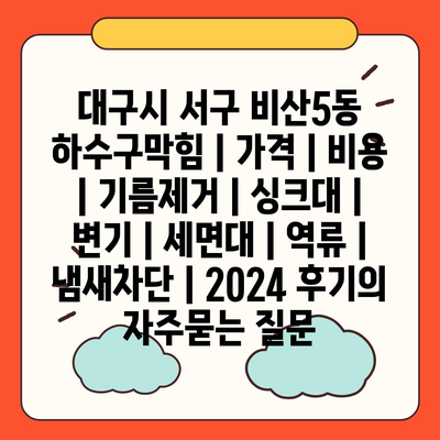 대구시 서구 비산5동 하수구막힘 | 가격 | 비용 | 기름제거 | 싱크대 | 변기 | 세면대 | 역류 | 냄새차단 | 2024 후기