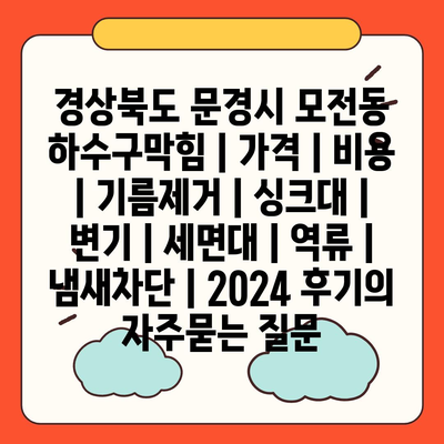 경상북도 문경시 모전동 하수구막힘 | 가격 | 비용 | 기름제거 | 싱크대 | 변기 | 세면대 | 역류 | 냄새차단 | 2024 후기