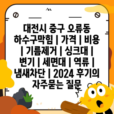 대전시 중구 오류동 하수구막힘 | 가격 | 비용 | 기름제거 | 싱크대 | 변기 | 세면대 | 역류 | 냄새차단 | 2024 후기